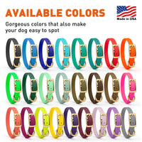 Brass: EXTRA SMALL (9-12"long, 1/2"wide) BioThane Collar