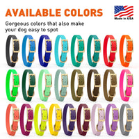 Brass: SMALL (12-15"long, 5/8"wide) BioThane Collar