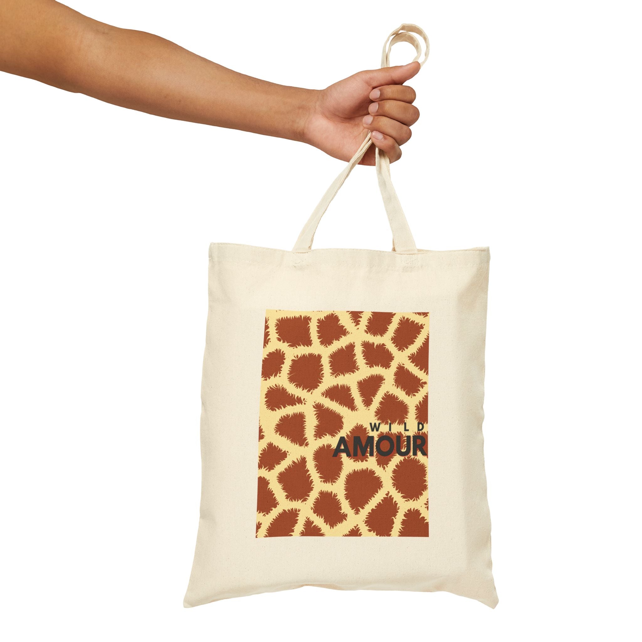 Amour Giraffe Print Canvas Tote Bag