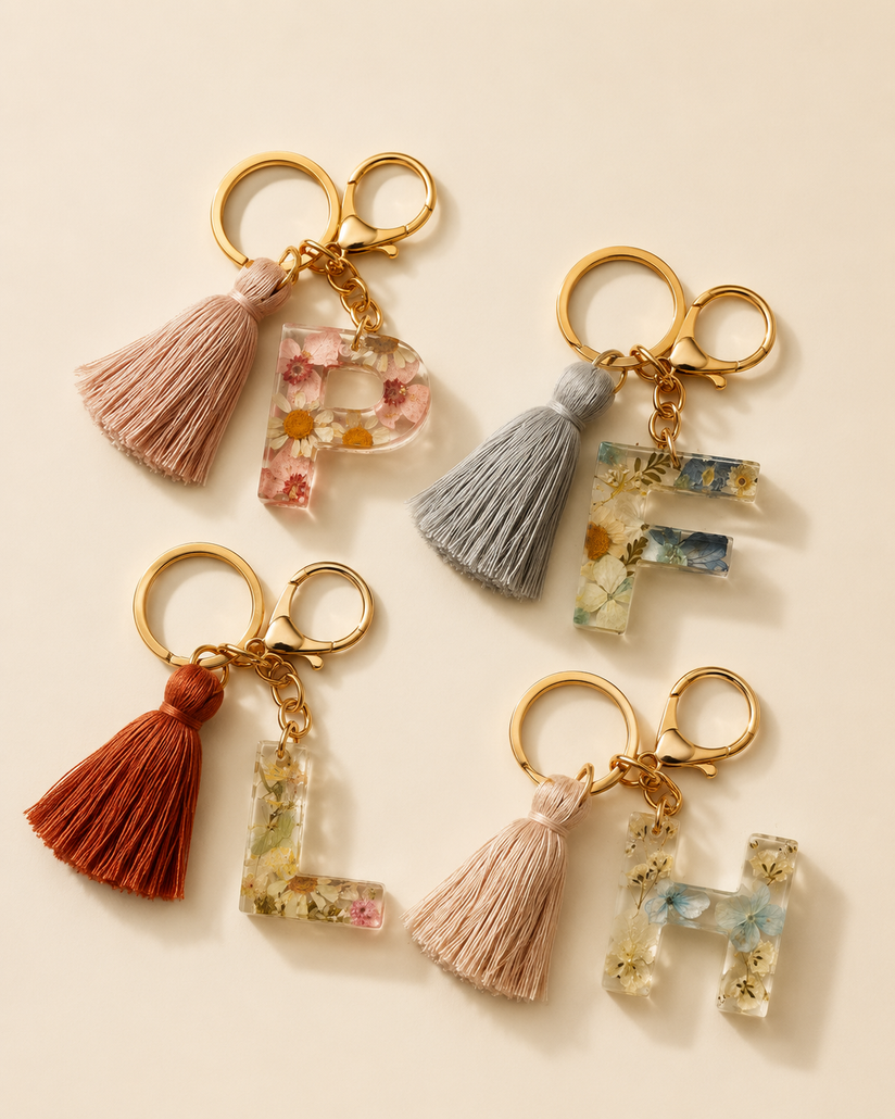 Wildflower Letter Keychain