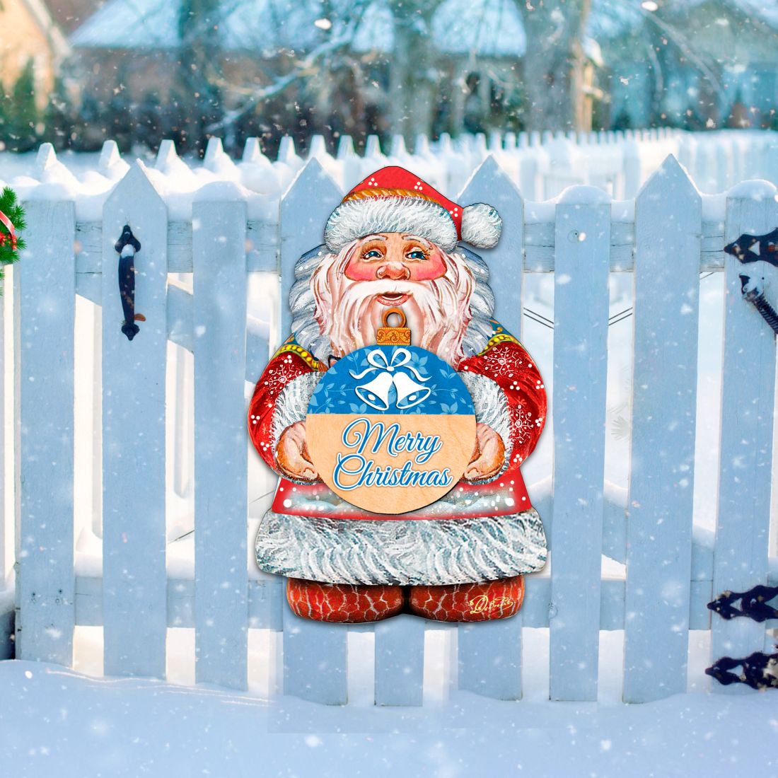 Traditional Merry Christmas Santa Claus Door Hanger