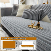 Luxurious Rabbit Fur Sofa Slipcover | Non-Slip Light Grey for dog use