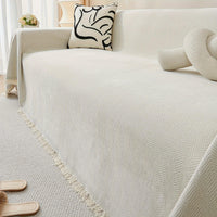 Update Sofa with Organic Couch Cover| Herringbone Chenille Tassels