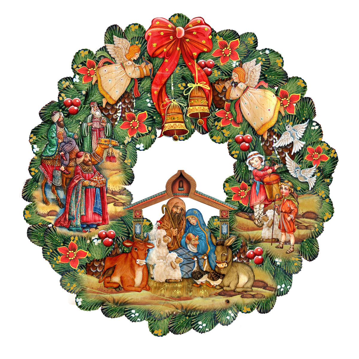 Nativity Christmas Wreath Door Hanger
