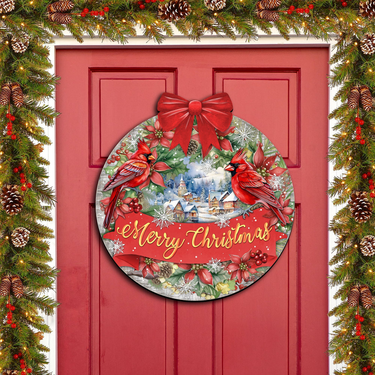 Merry Christmas & Cardinals Welcome Wreath