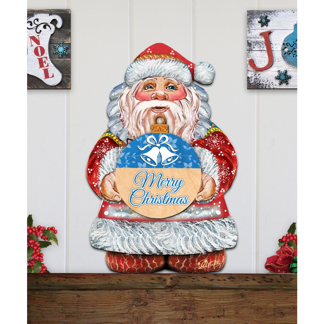Traditional Merry Christmas Santa Claus Door Hanger