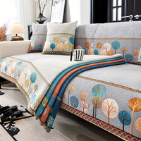 Pet Proof Couch Cover - Boho Chenille Sofa Cover with Tree Embroidery