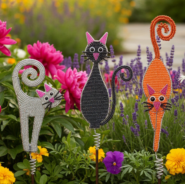 Whimsical Cat Garden Decor - Set of 3