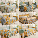 Modern Boho Chic Chenille Sofa and Armchair Throw Covers with Aztec Design in Dark Terracotta, Gray, Mustard, Oatmeal and Light Blue Colors