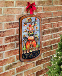 Cute Scarecrow Autumn Wood Door Art