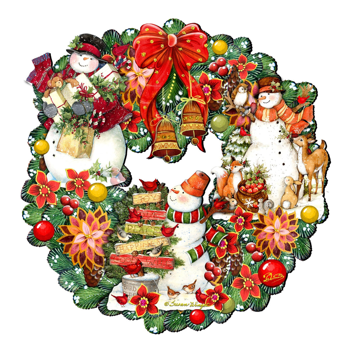 Snowmen Christmas & Winter Door Wreath