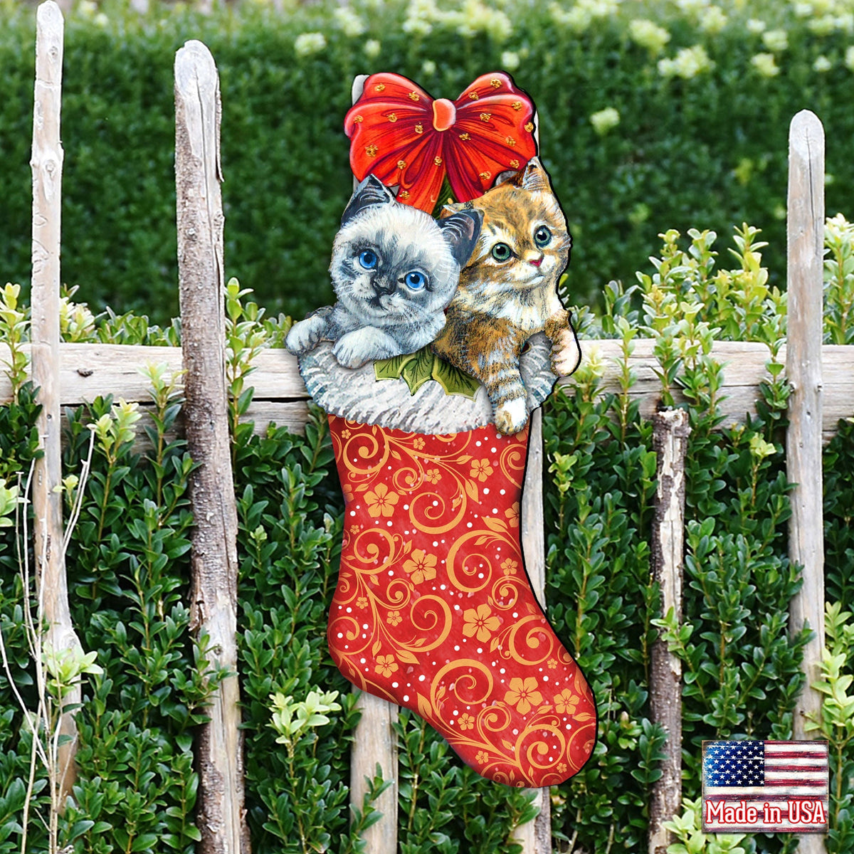 Christmas Morning Kitten Surprise Door Hanger