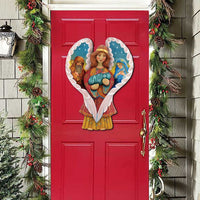 Folk Art Angel & Nativity Scene Door Hanger