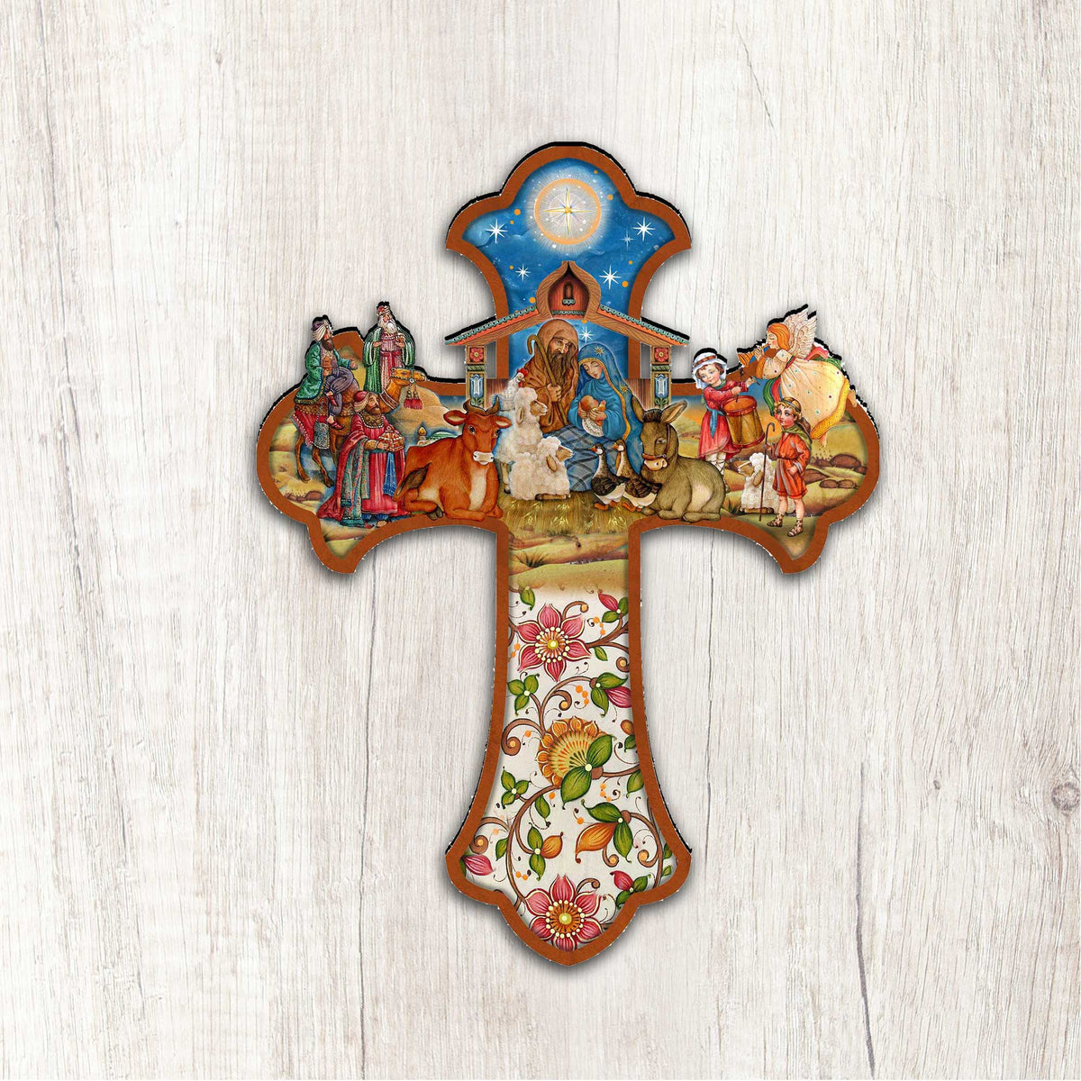 Christian Cross w/Nativity Door Hanger