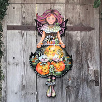 Halloween fairy wood sign door decor