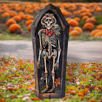 Skeleton Coffin Freestanding Wood Yard Decor