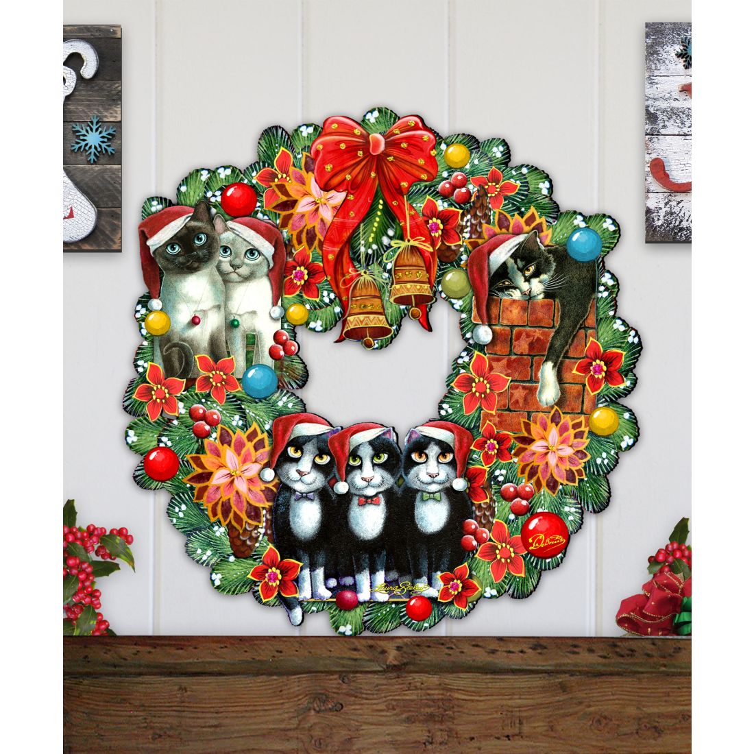 Cat Lovers Christmas Holiday Wreath