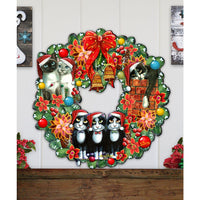 Cat Lovers Christmas Holiday Wreath