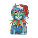 Modern Jester Christmas Cat Wood Door Hanger