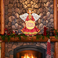 Merry Christmas Angel Front Door Wood Sign