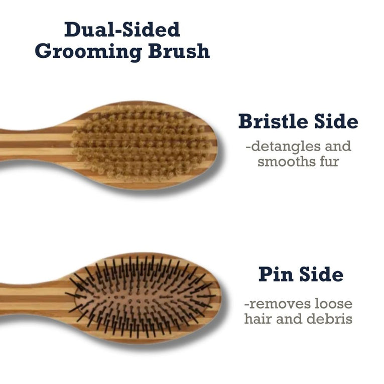 Dual-Sided Natural Wood Dog Brush