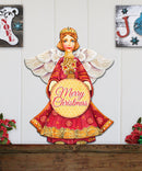 Merry Christmas Angel Front Door Wood Sign