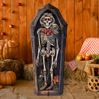 Skeleton Coffin Freestanding Wood Yard Decor