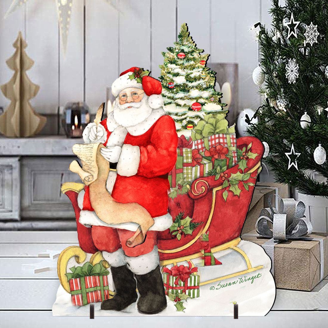 Santa & His Christmas List Outdoor Yard Sign