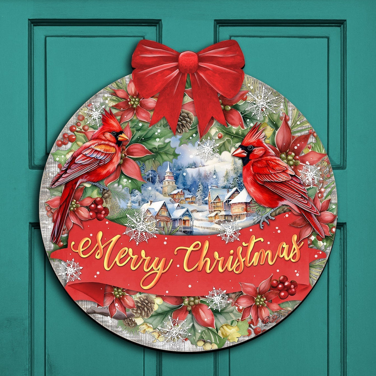 Merry Christmas & Cardinals Welcome Wreath