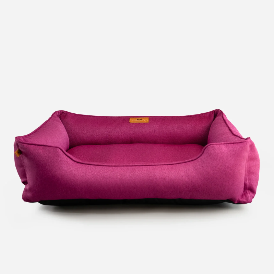 Cotton Sleeper Dog Bed in Berry Pink - Chester & Lee