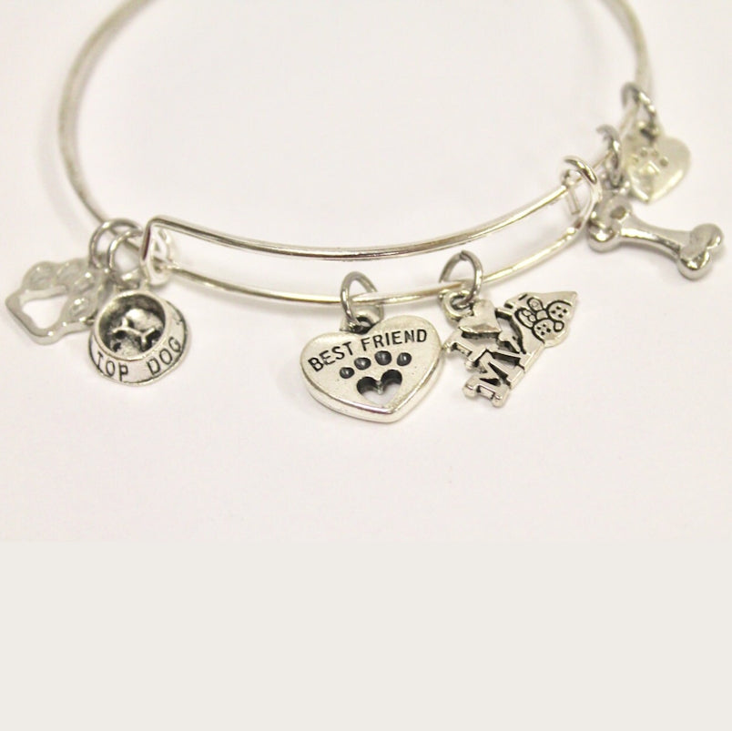 Dog Lover Bangle Charm Bracelet