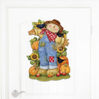 Harvest Scarecrow Wood Door Art