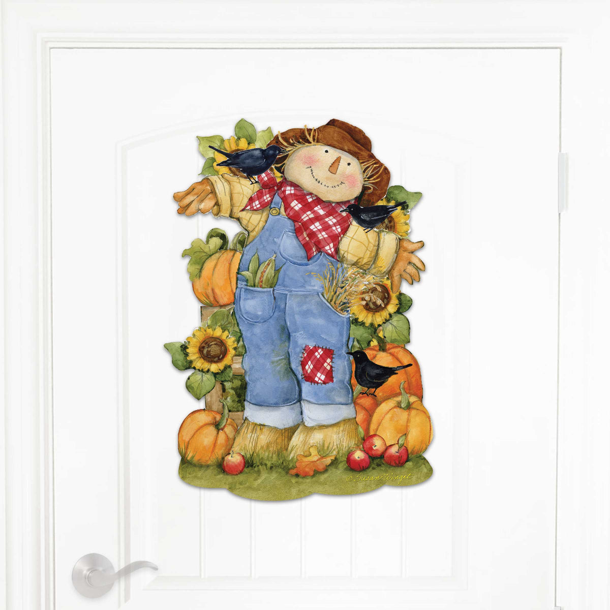 Harvest Scarecrow Wood Door Art