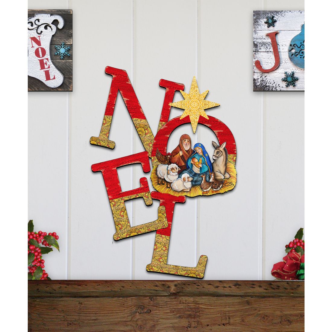 NOEL Nativity & Star of Bethlehem Door Hanger