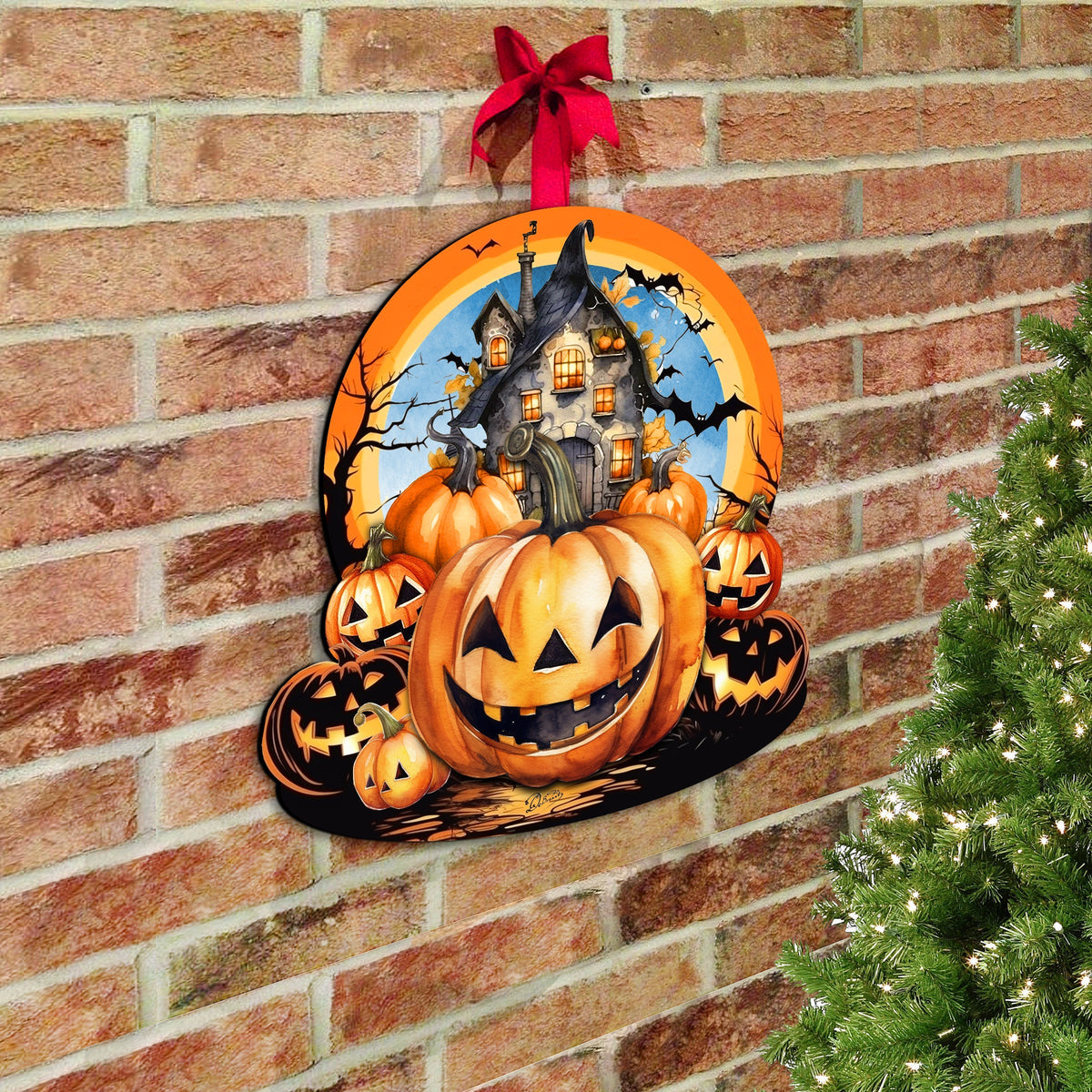 Haunted House & Jack 'o Lantern Front Door Art
