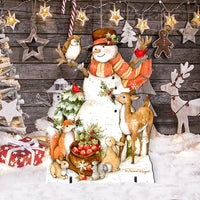 Storybook Snowman & Wildlife Friends Outdoor Decor