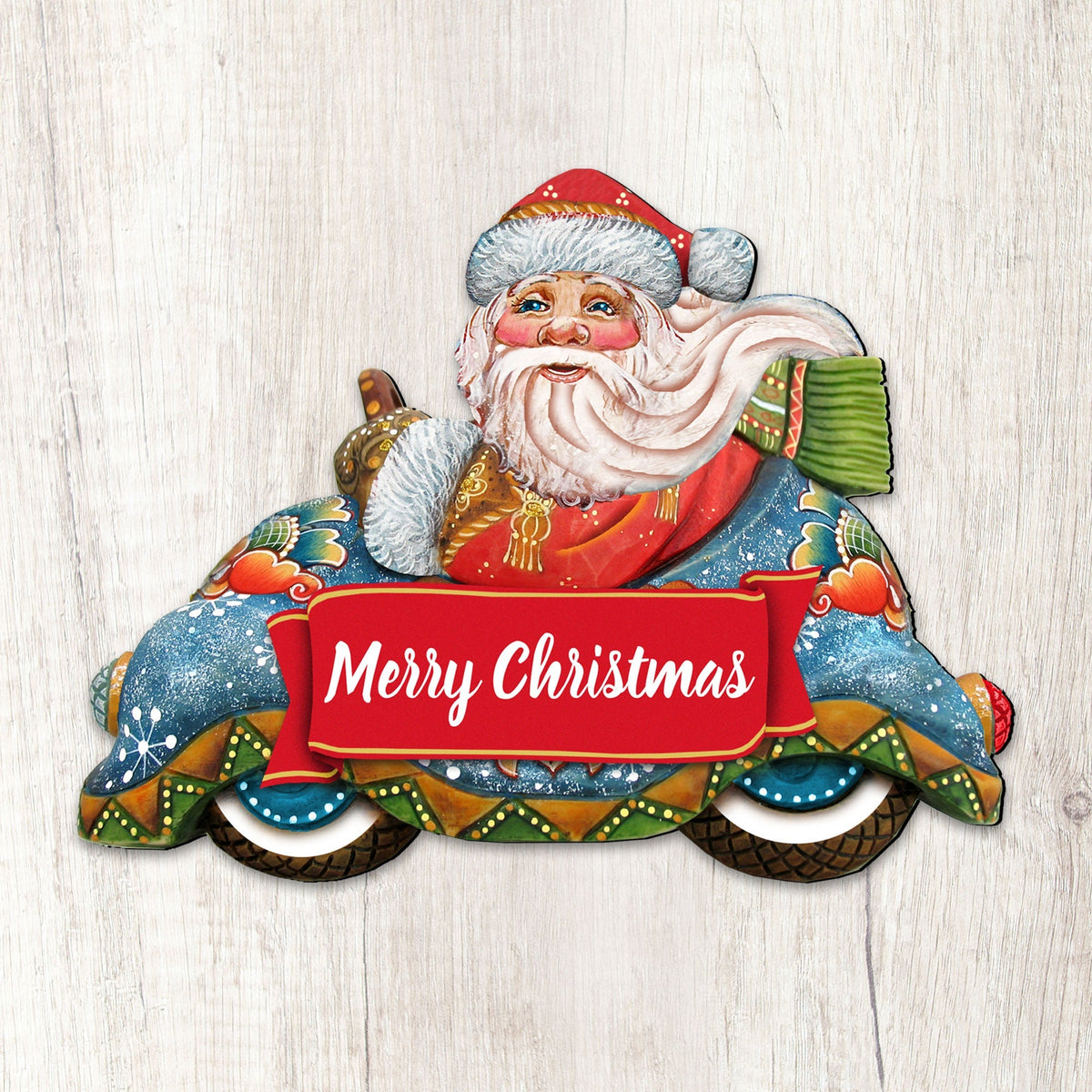 Merry Christmas Convertible Car Santa Door Decor