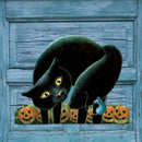 Black cat, mouse and pumpkin jack o lantern Halloween front door wood sign