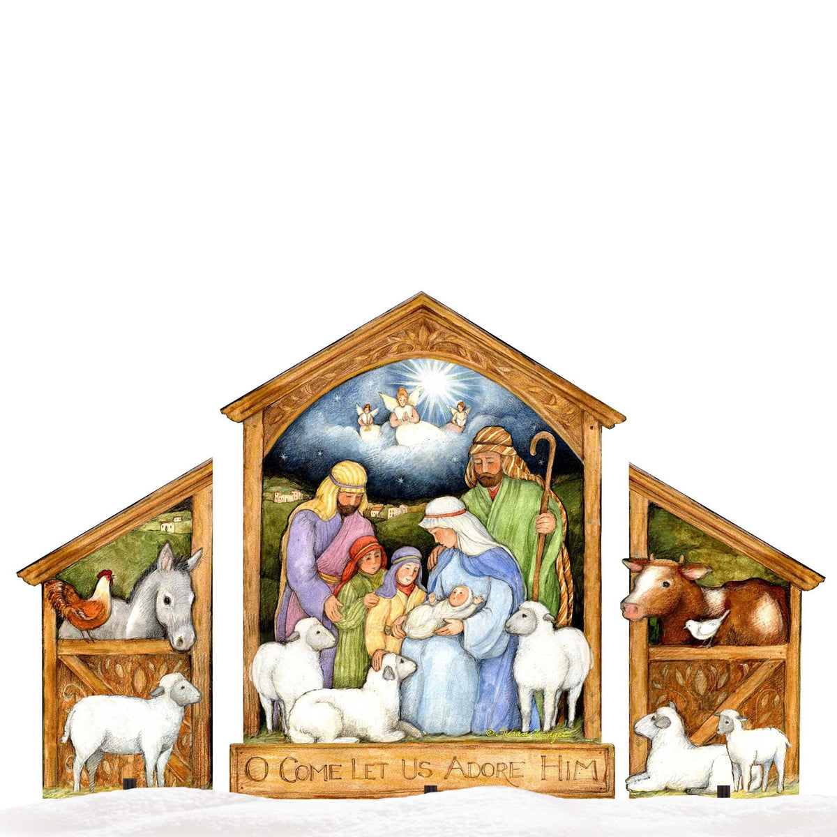 O Come Let Us Adore Him Nativity Scene Lawn Art