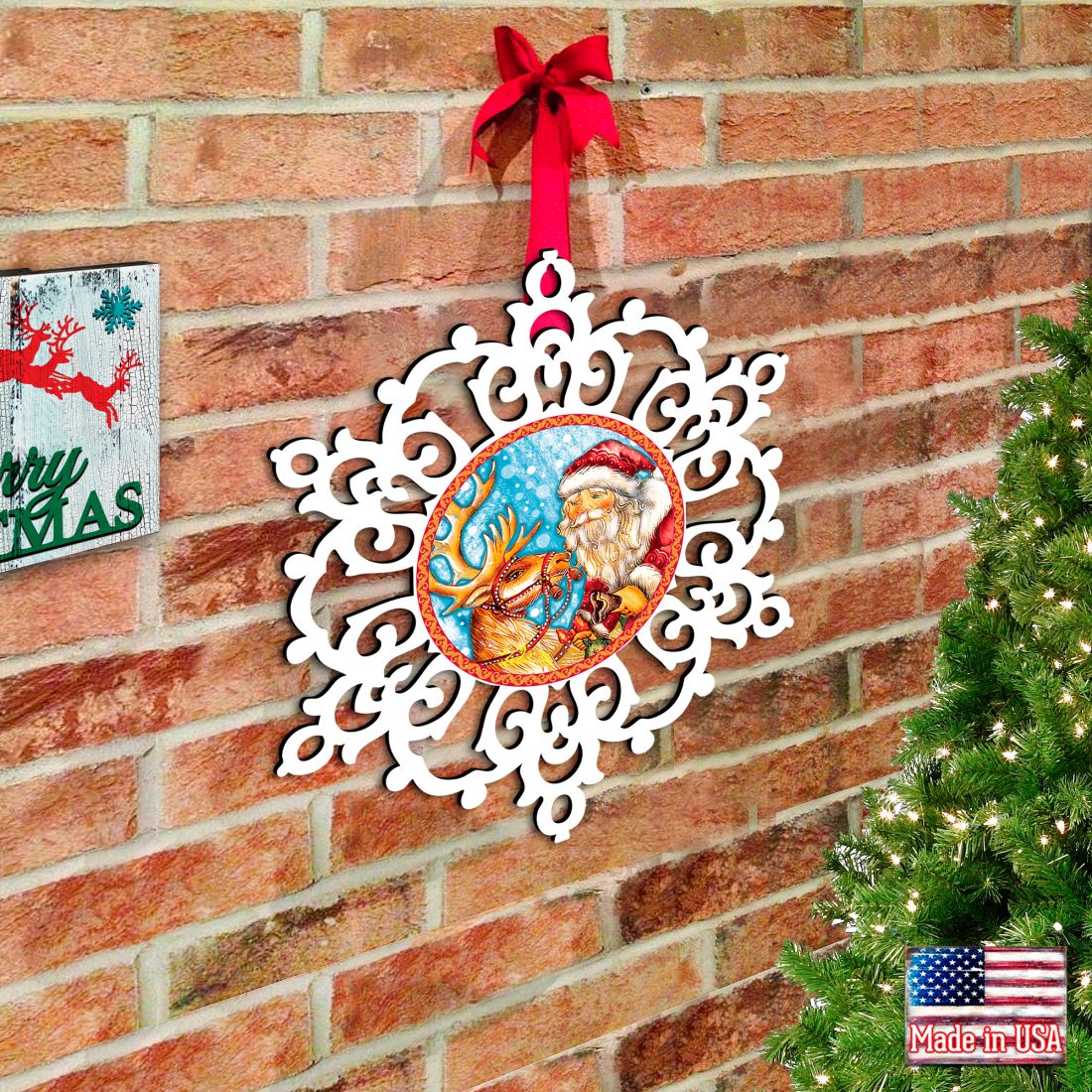 Snowflake Santa & Rudolph Reindeer Door Decor