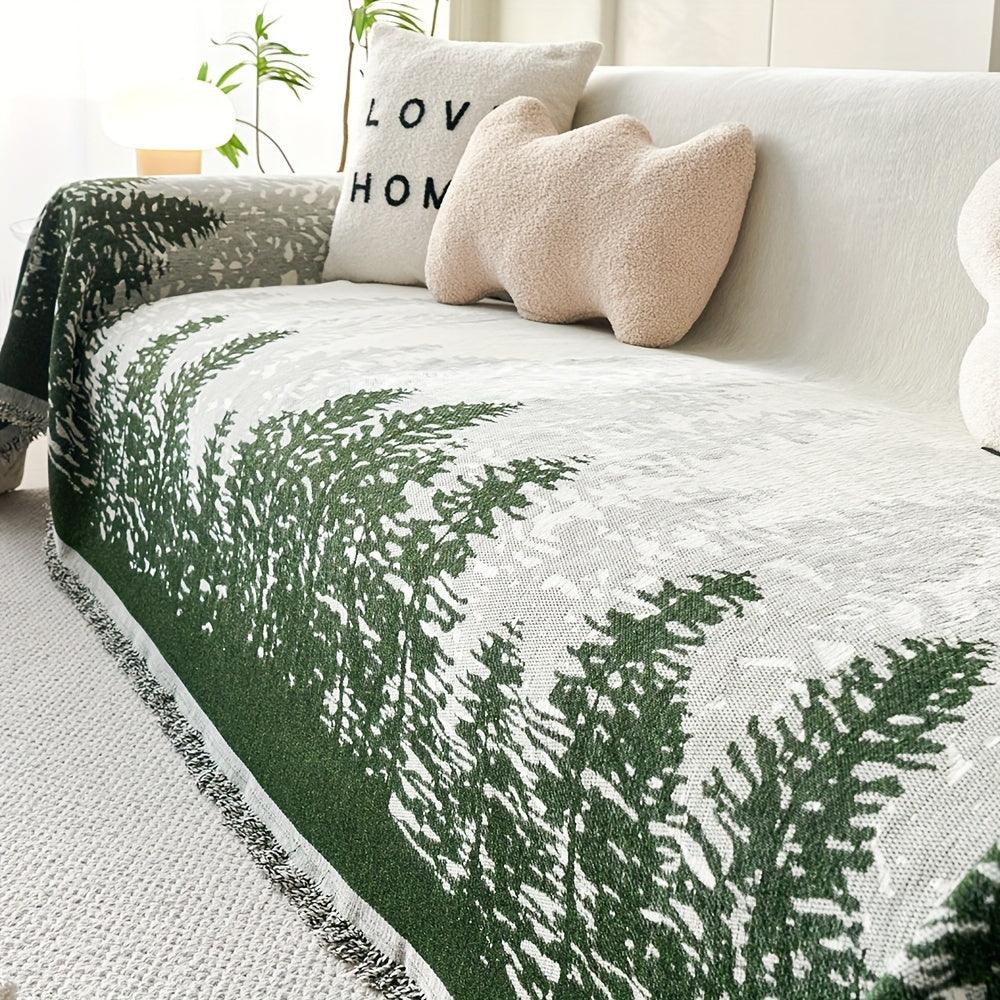 Large Sofa Cover with Contemporary Forest Design for Living Room