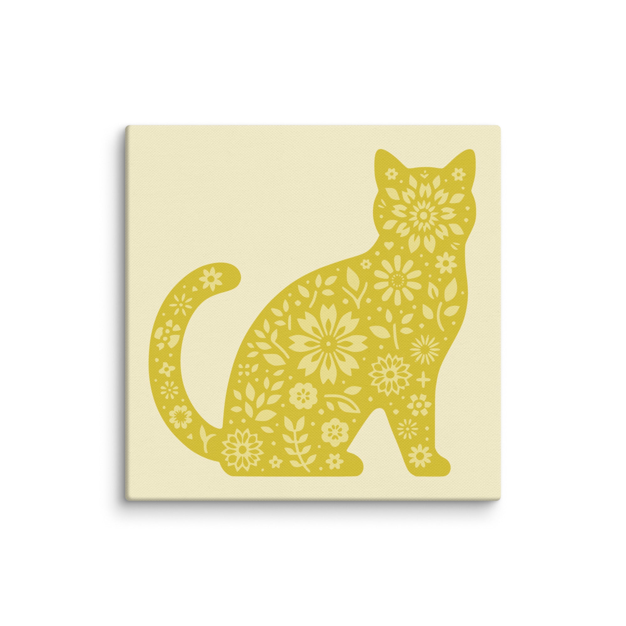 Floral Cat Silhouette Wall Art