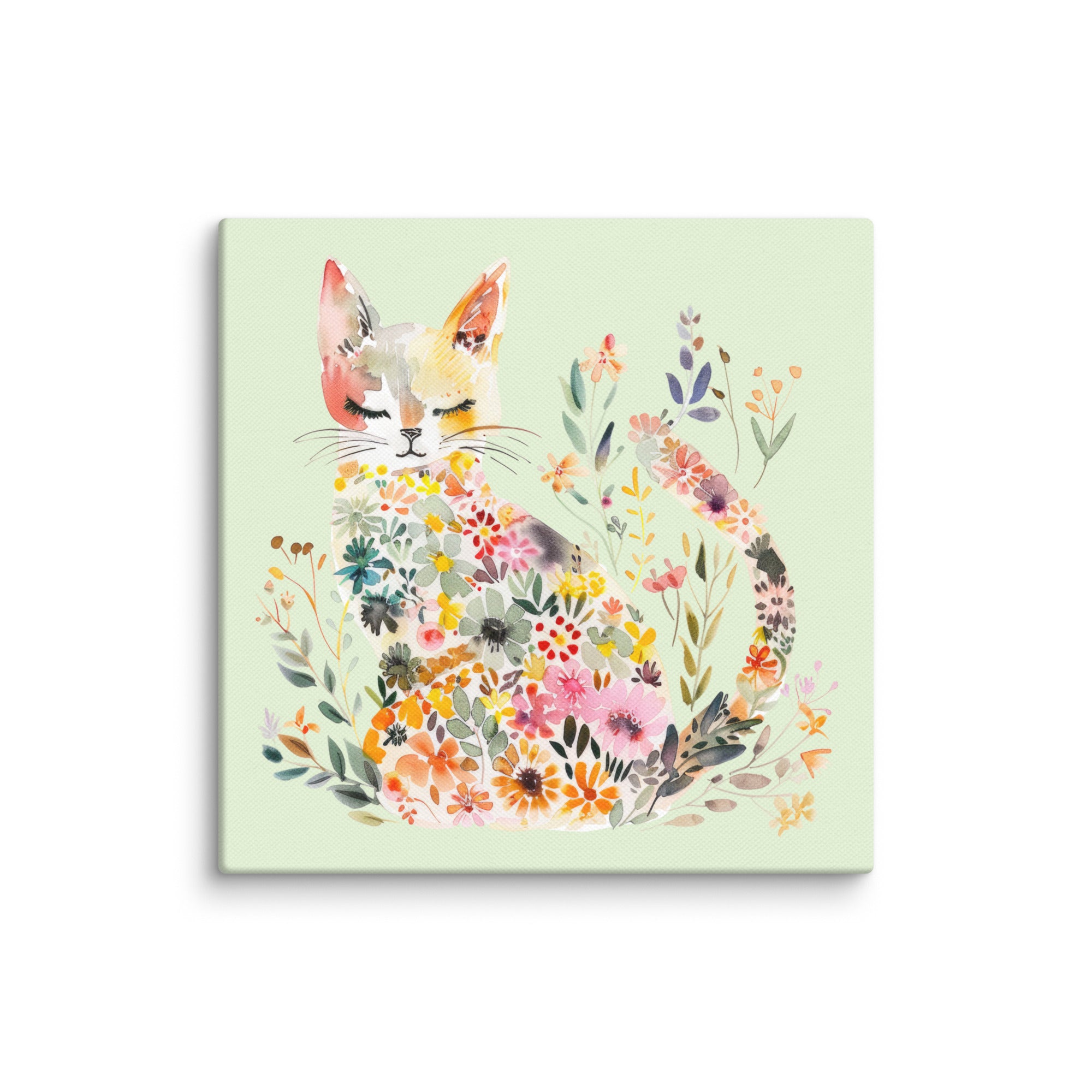 Hidden Garden Cat Green Wall Art