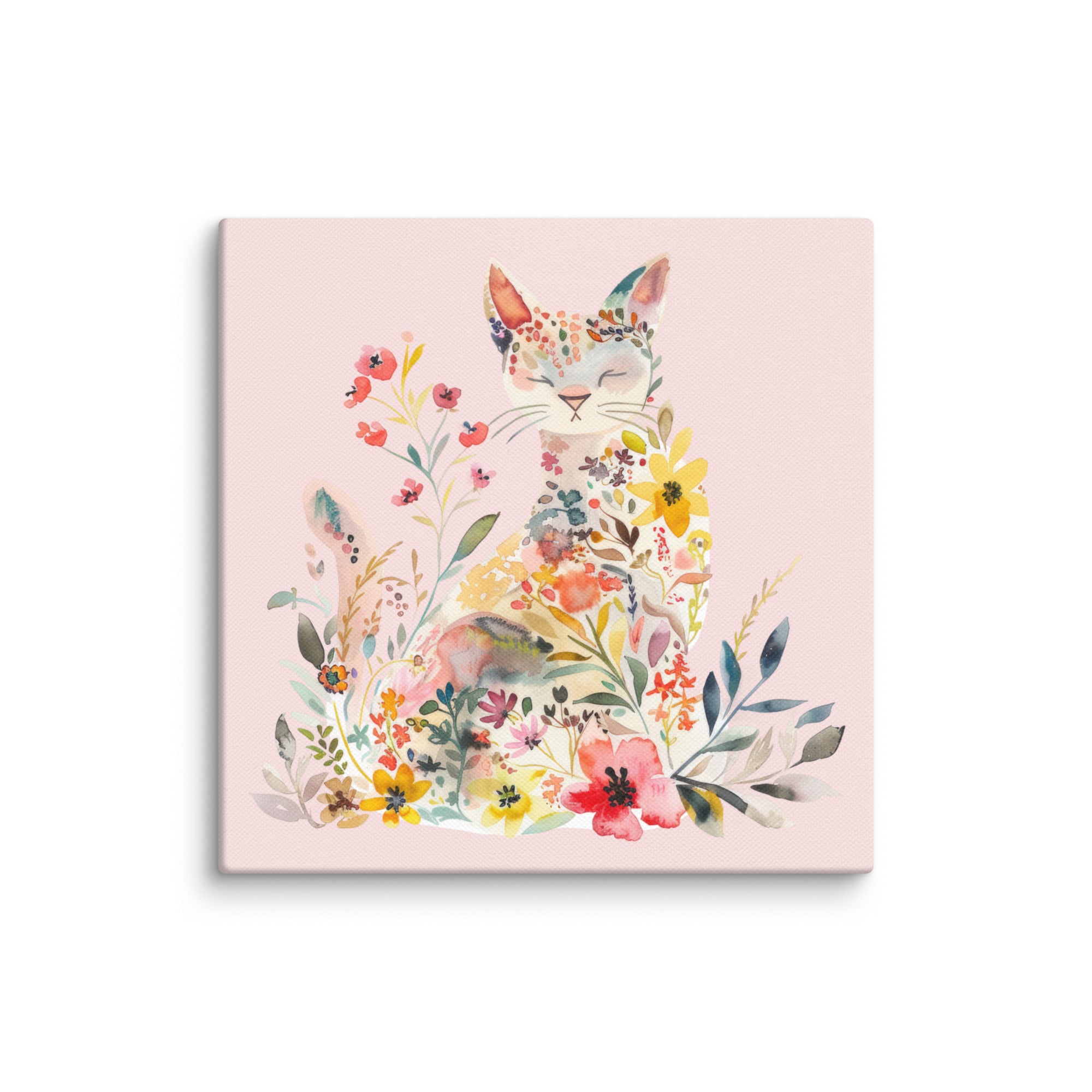 Hidden Garden Cat Pink Wall Art