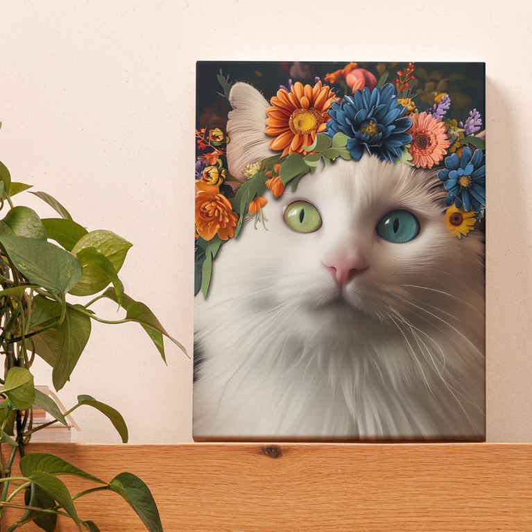 Personalized Pet Wall Art on Canvas - Romantic Floral Style