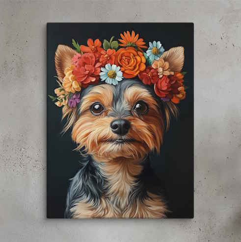 Personalized Pet Wall Art on Canvas - Romantic Floral Style