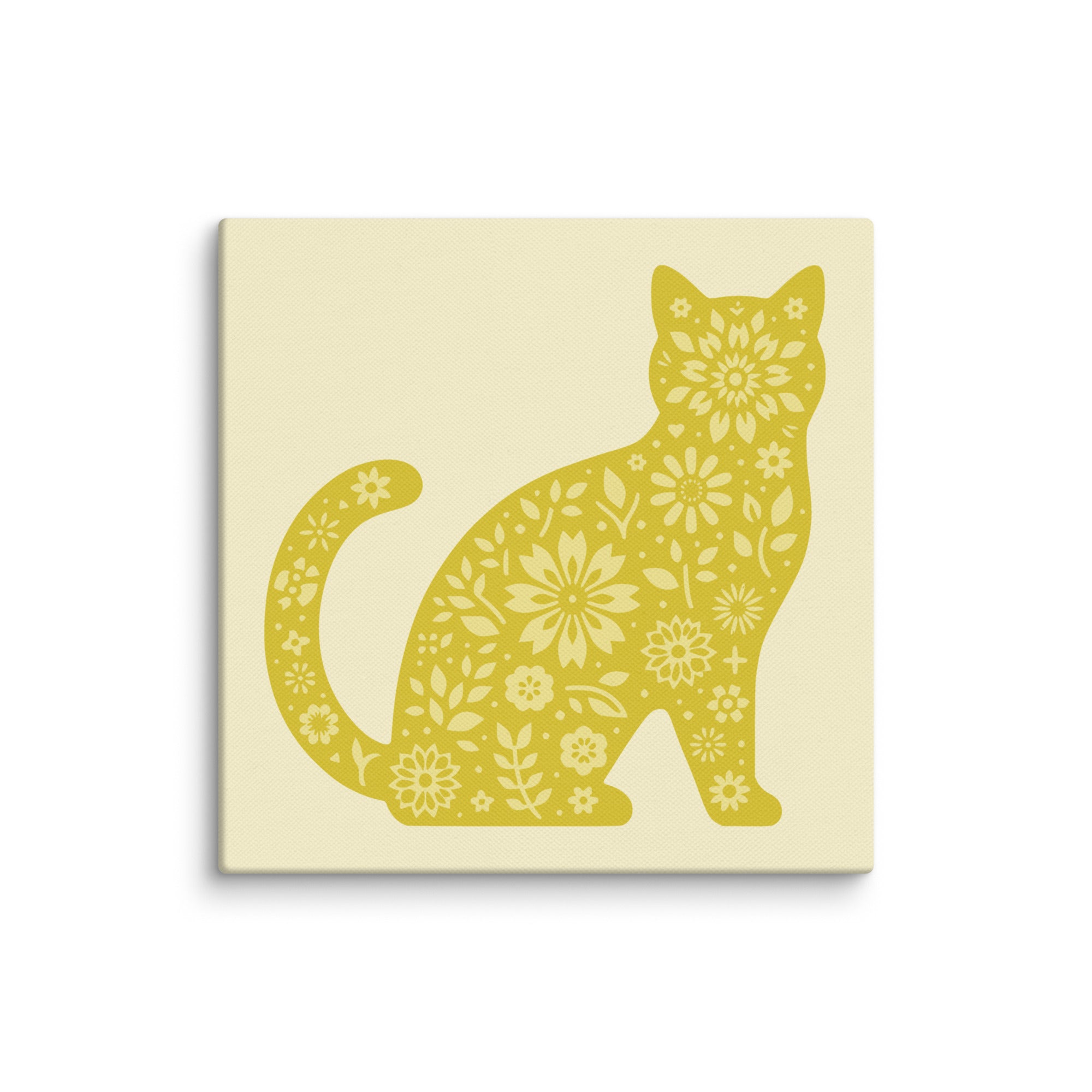 Floral Cat Silhouette Wall Art