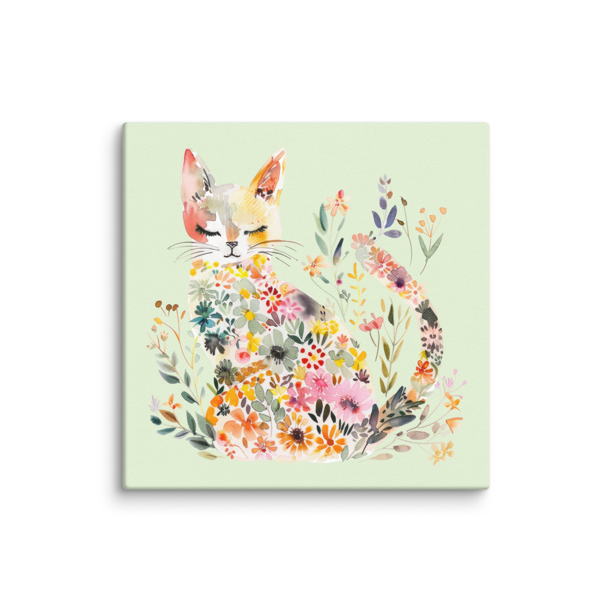 Hidden Garden Cat Green Wall Art