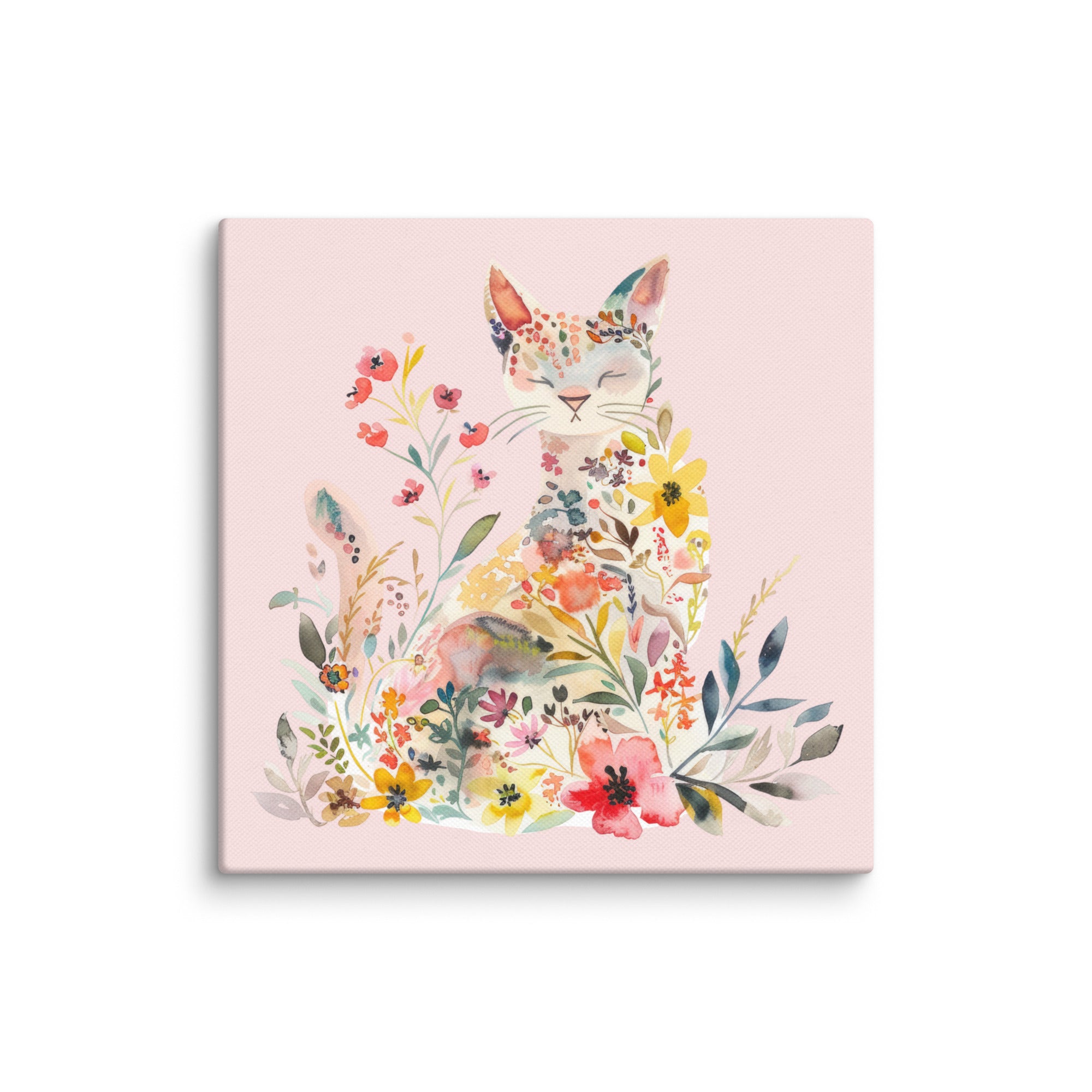 Hidden Garden Cat Pink Wall Art