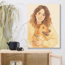 Personalized Pet and Owner Portrait on Canvas - Drawing and Watercolor Style